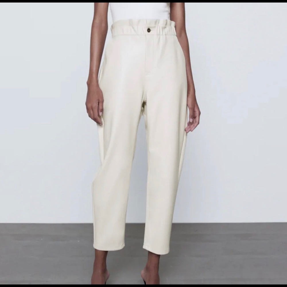 Zara vegan leather paperbag pants